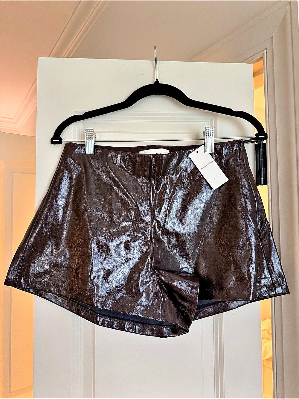 Abercrombie & Fitch Curve Love Stretch Vegan Glossy Leather Micro Short Vegan